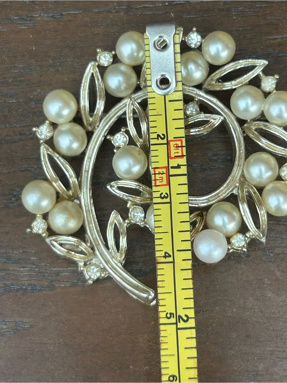 Lisner Pearl and Crystal Spiral Brooch - Silver-Tone White Pearls